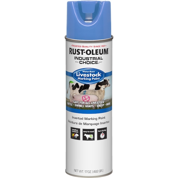 Rust-Oleum Livestock Marking Paint, Fluorescent Blue, Water, 17 Oz